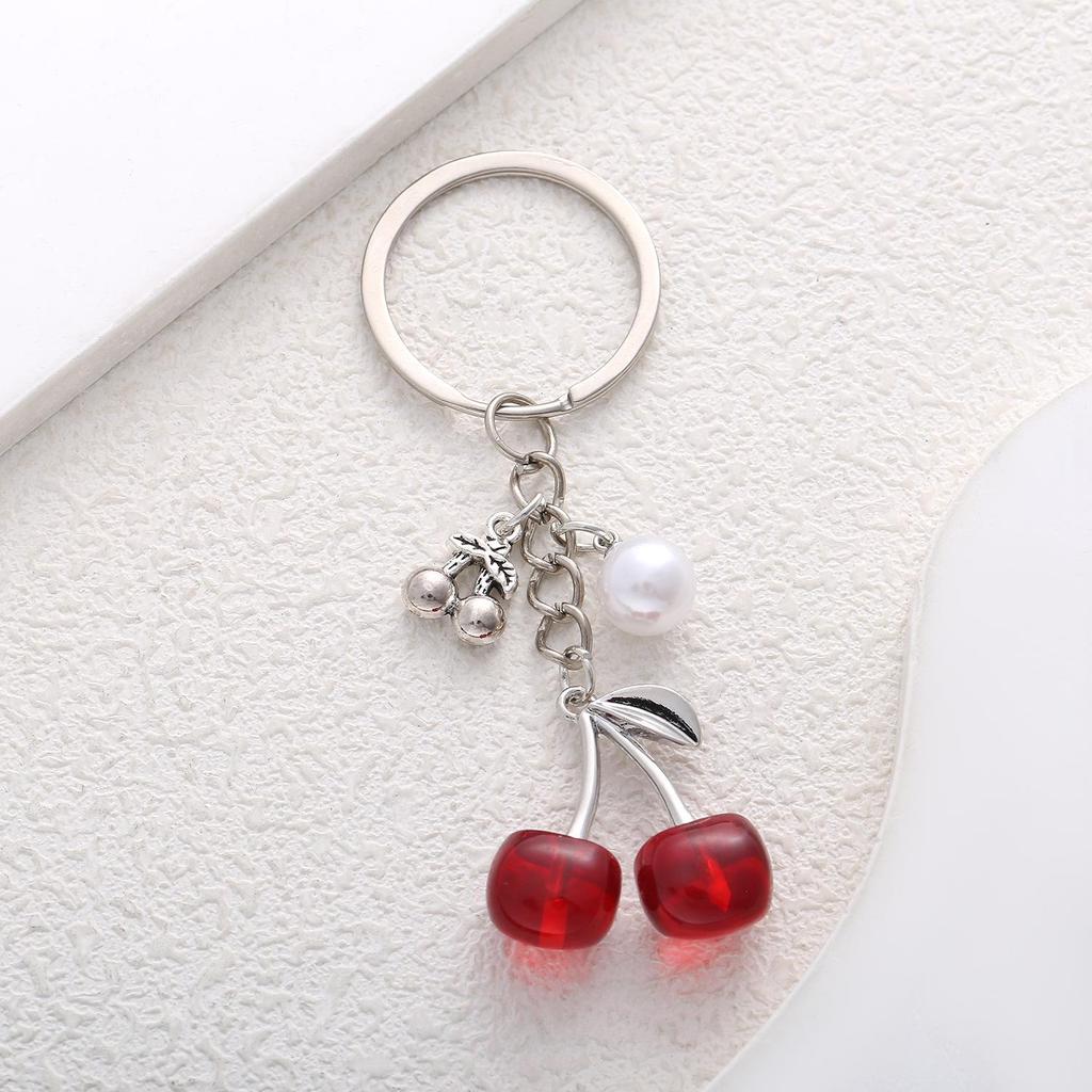 Trendy Cute Pearl Cherry Keychain for Women – Versatile Bag Ornament