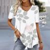 Women Summer V Neck Short Sleeve T Shirt Loose Casual Feminina White T Shirts Female Plus Size Tops 3D Printing Tees T-Shirts