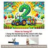2D Tractor 2nd Birthday Backdrop for Boy Farm Themed Birthday Party