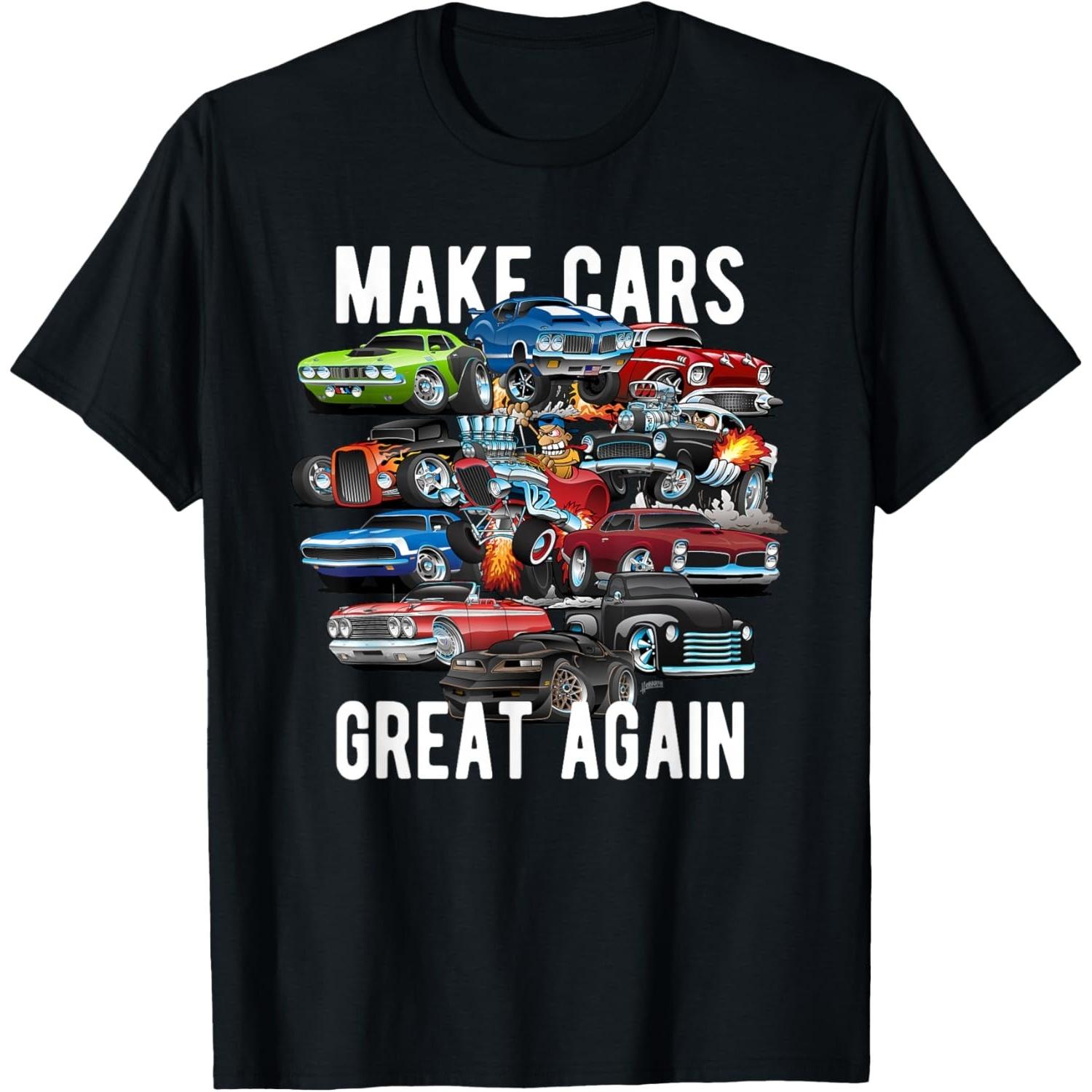 Сделаем автомобили снова великими! Футболка  Маслкары, Классические автомобили и Хотроды  S чёрный