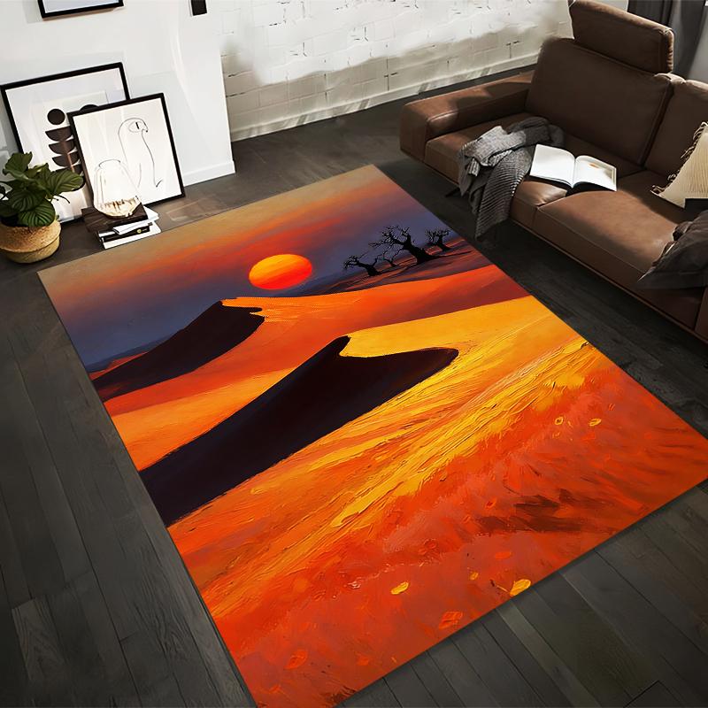 

Desert Sunset Carpet with Sand Dunes and Vibrant Orange Landscape Suitable for use as an anti-slip for living room bedroom sofas 40x60cm( 15x23in )