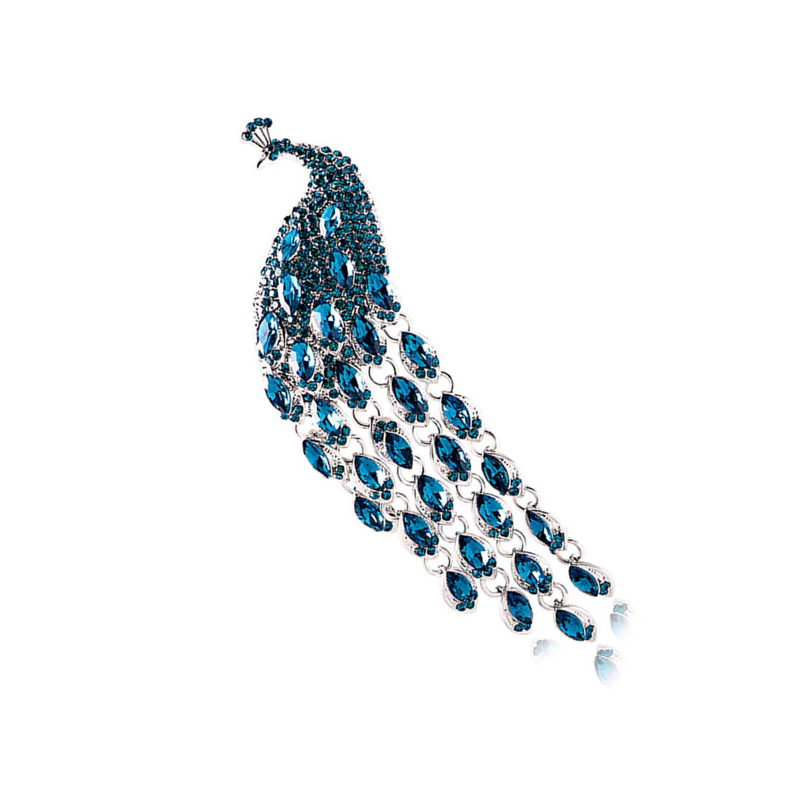 

Vintage Peacock Tassel Brooch with Colorful Crystals Fashion Brooch Bridal Corsage Alloy Texture for Sweater and Clothes 6