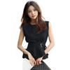 Sleeveless Peplum Blouse with Round Belted and Ruffled Solid J-Scott Women's Neck, Waist, Hem, Black, JS151-BK-S