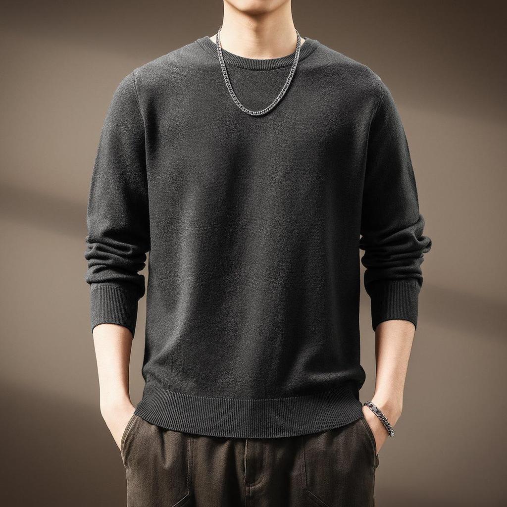 Pull en Maille Douce Couleur Unie Haut de Gamme pour Homme - Hiver Décontracté Col Rond