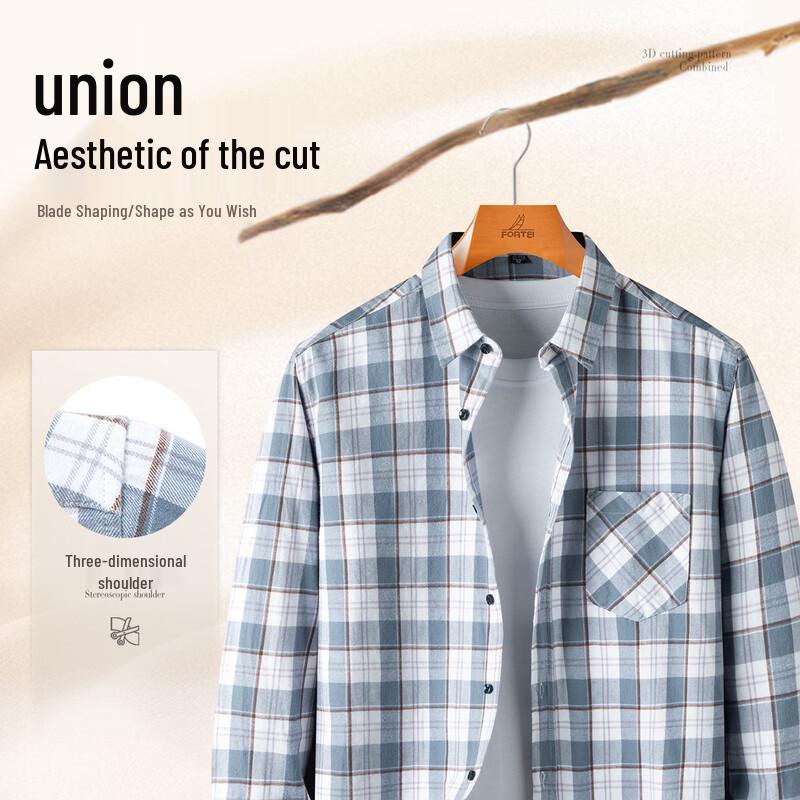 Chemise à carreaux à manches longues en coton brossé 100% pour homme Futing