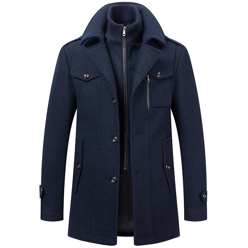 Cappotto di Lana da Uomo a Doppio Collo - Stile Business Autunno/Inverno per Mezza Età