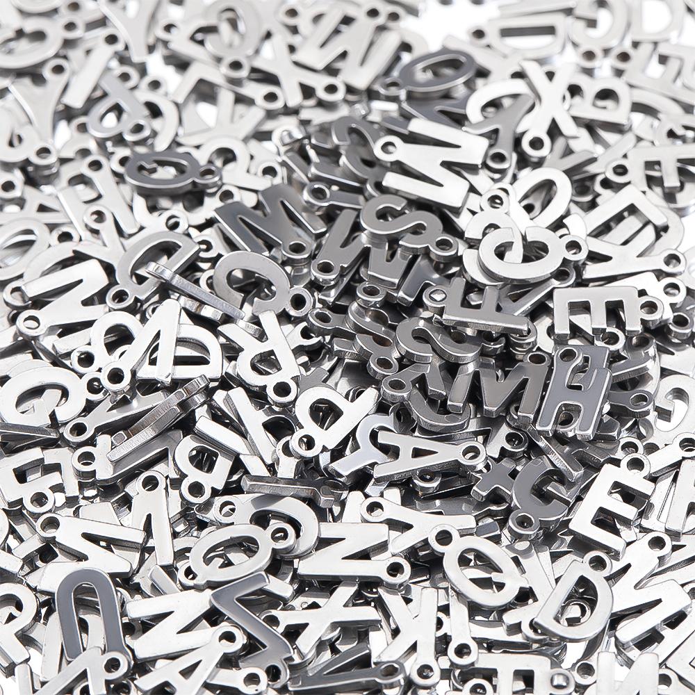 50pcs Mini A to Z Initial Charms Random Alphabet Pendants Stainless Steel Letter Charms DIY Earrings Necklaces Jewelry Making