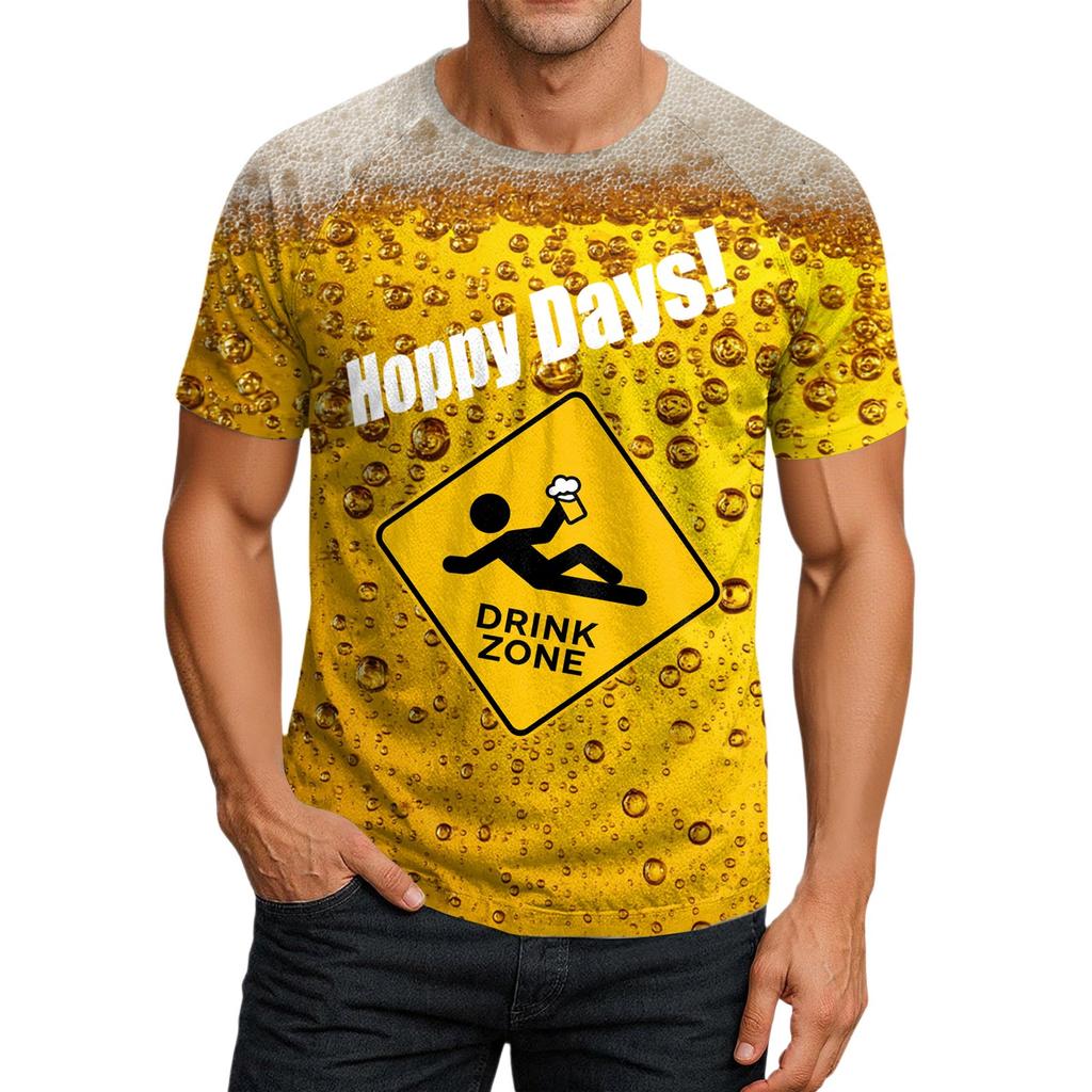 Pánské ležérní tričko s krátkým rukávem a potiskem s kulatým výstřihem