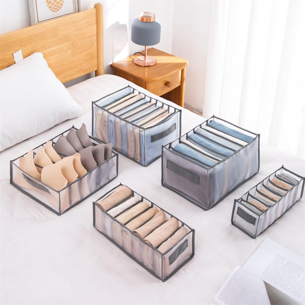 Five Sets Mesh Storage Compartment Pants Underwear Storage Organizer Closet Drawer Layers Organizer Handheld Socks Compartment Bag