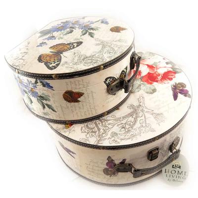 [J7365] - Set of 2 Wooden Suitcases 'Jardin Des Plantes'