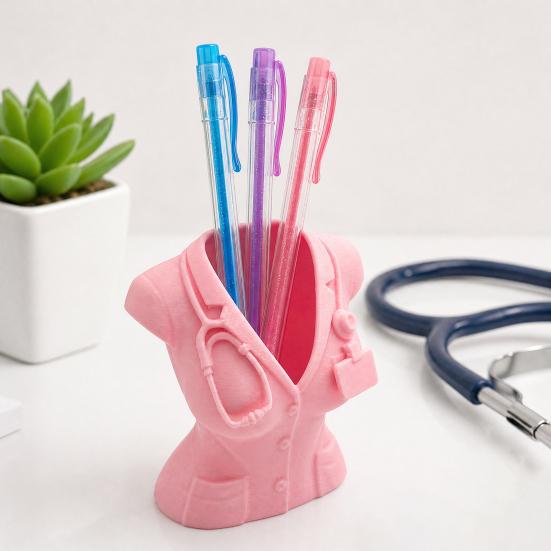 Nurse Uniform Pen Holder 3D Printed Medical Theme Desk Organizer for Pens Makeup