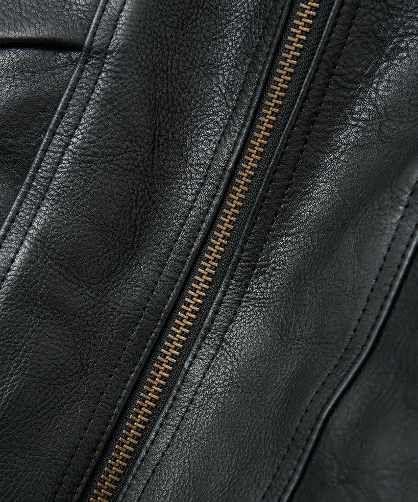 Noirer Antique Cow Leather High-Neck Blouson (Black)