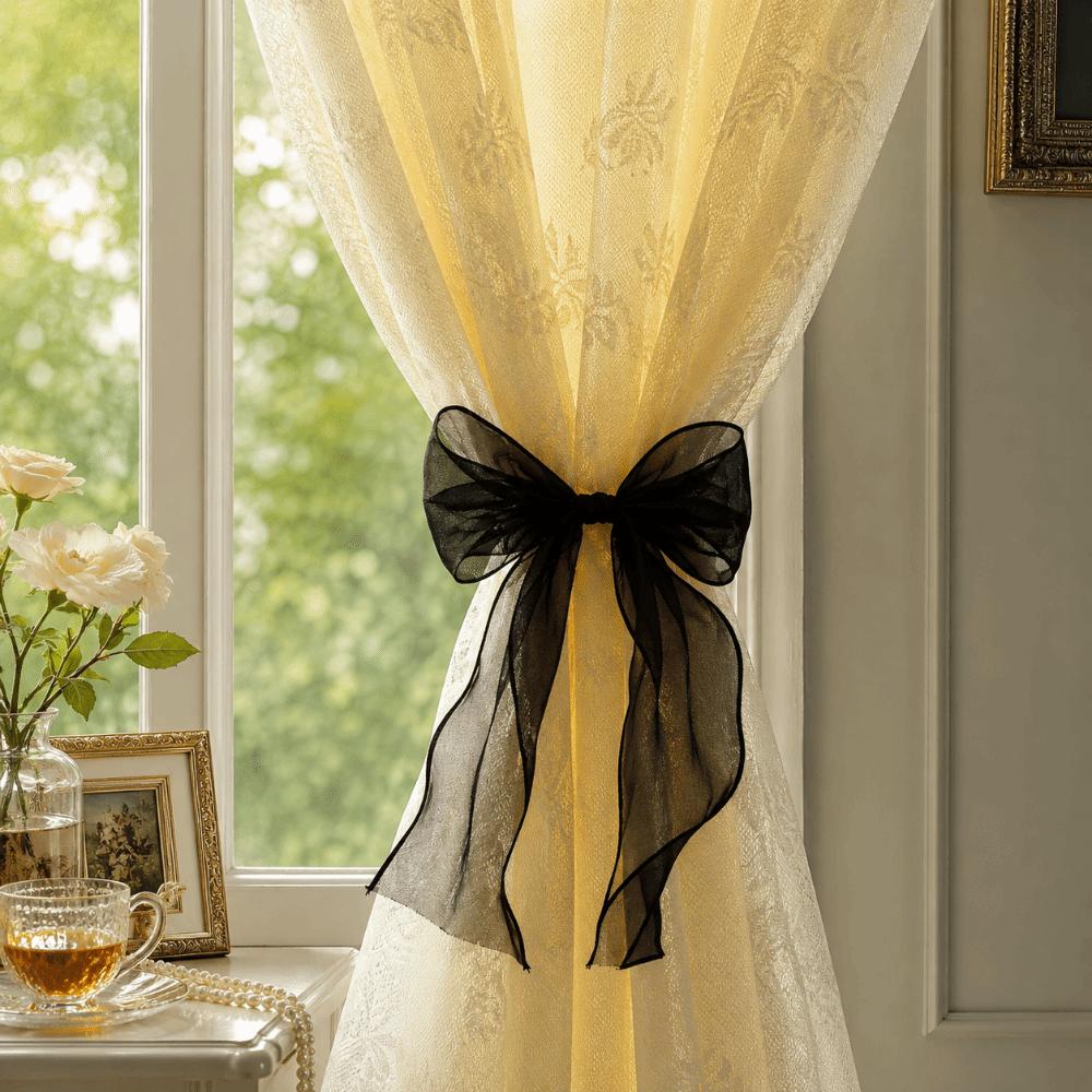 2PCS Non Drilled Curtain Clips Home Decor Curtain Tieback Romantic Bow Curtain Tie Home Decor