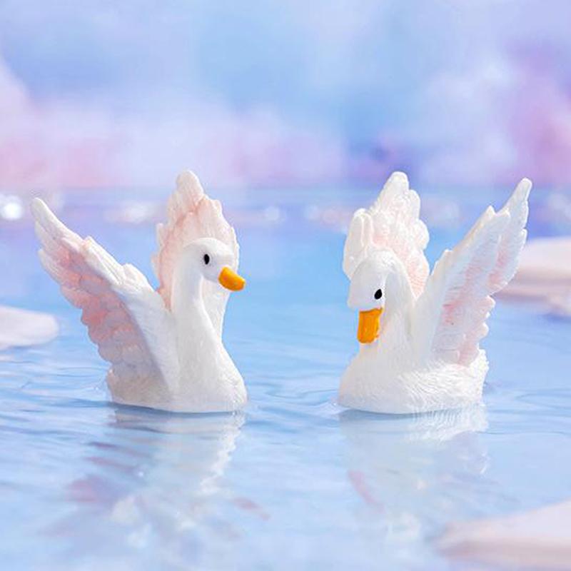 Cartoon Niedliche Gans Schwan Harz Modell Miniatur Figur Auto Ornamente Handwerk Kreative Diy Home Dekoration Zubehör Geschenke