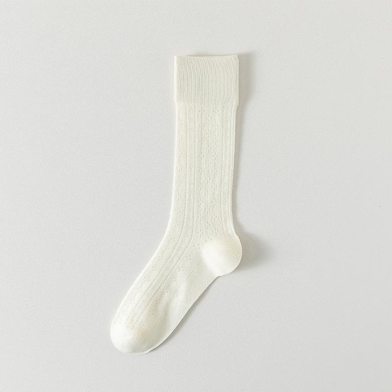 Ladies Spring and Summer Thin White Mesh Hollow Breathable Boneless Tube Cotton Socks