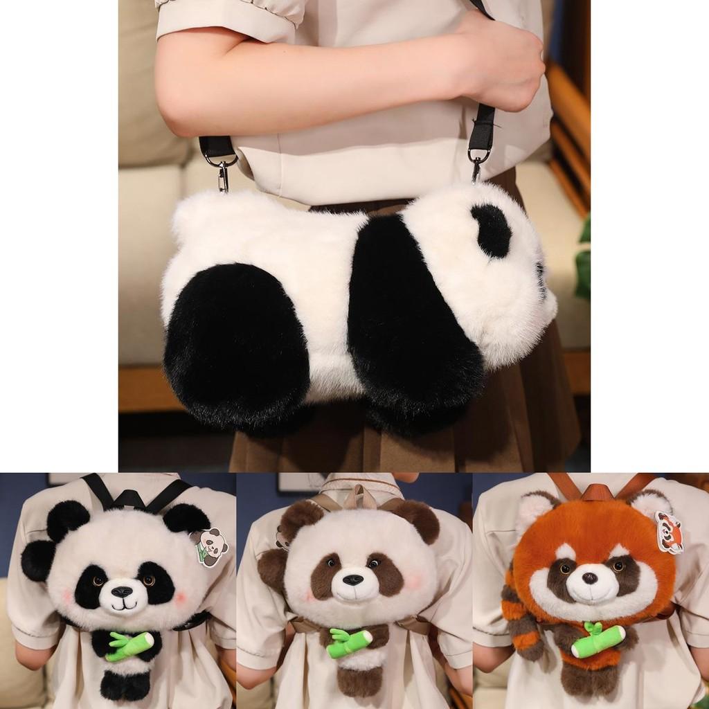 Plush Panda Toy Cartoon Child Bedroom Decoration Scene Doll Raccoon Backpack