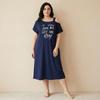 VEZFAA Women's Fashion Summer Spring Short Sleeve Loose Casual Nightgown