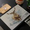 Cute Animal Cat Print Linen Dining Table Mats Kitchen Placemat 30X40cm Coasters Pads Bowl Cup Mat