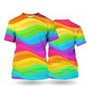 Rainbow T-Shirt Unisex Short Sleeved Top Tees Carnival Printed T-Shirts Red And Yellow Pattern Oversized Men's Clothing