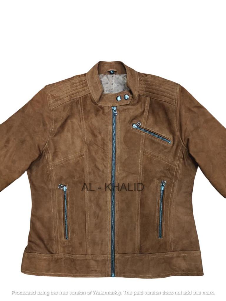 Women Jacket Suede Brown Handmade Lambskin Leather Genuine Biker Motorcycle Stylish