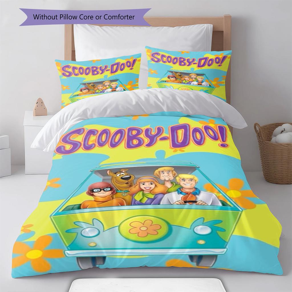 Scoobydoo Pattern Bedding Set Quilt Cover Pillowcase Home Decor Gift (1 * duvet cover + 2 * pillowcase, without core)