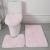 Yousheng 3Pcs/Set Bathroom Rug Absorbent Non Slip Floor Mat U-Shaped Plush Mat Toilet Lid Cover Mat with Rubber Backing for Bathroom Shower Toilet