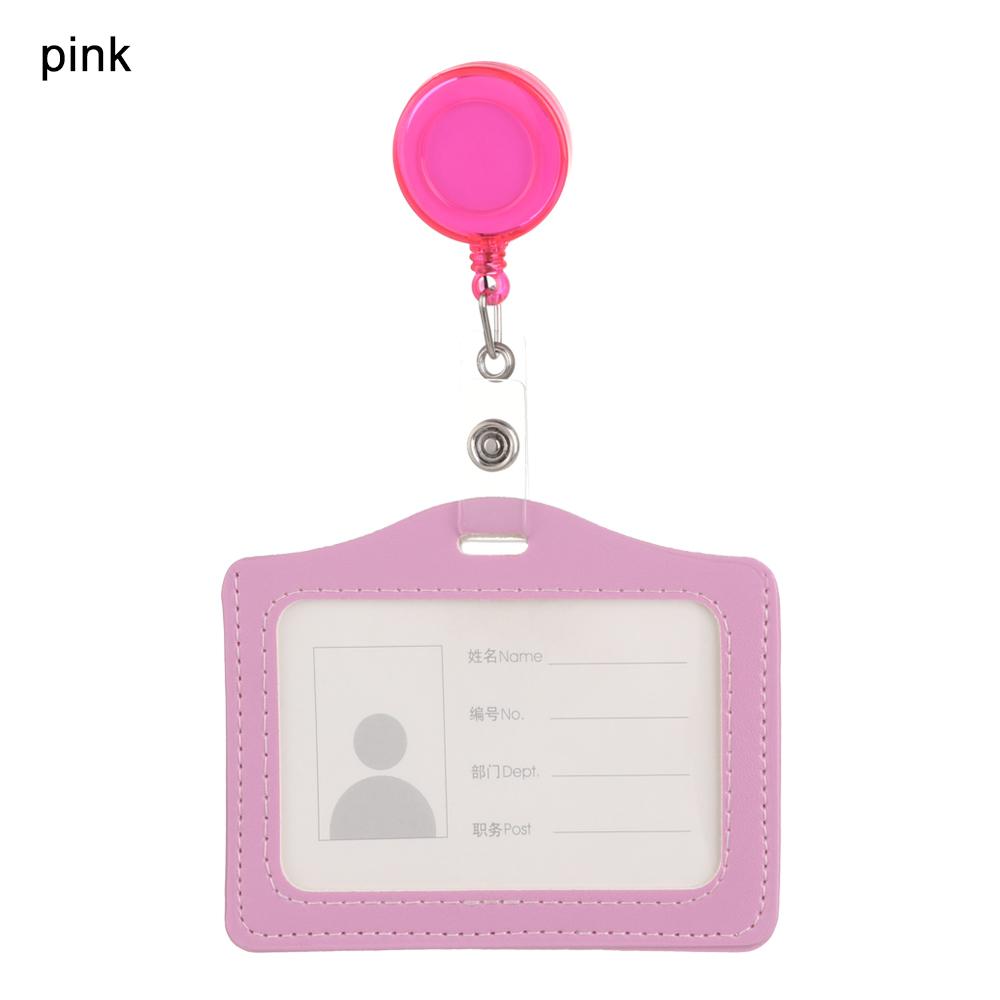 Bank Credit Card Holders Bus ID Identity Cards Case Multicolor Badge with Retractable Reel Work Card Cover PU Leather Cardholder