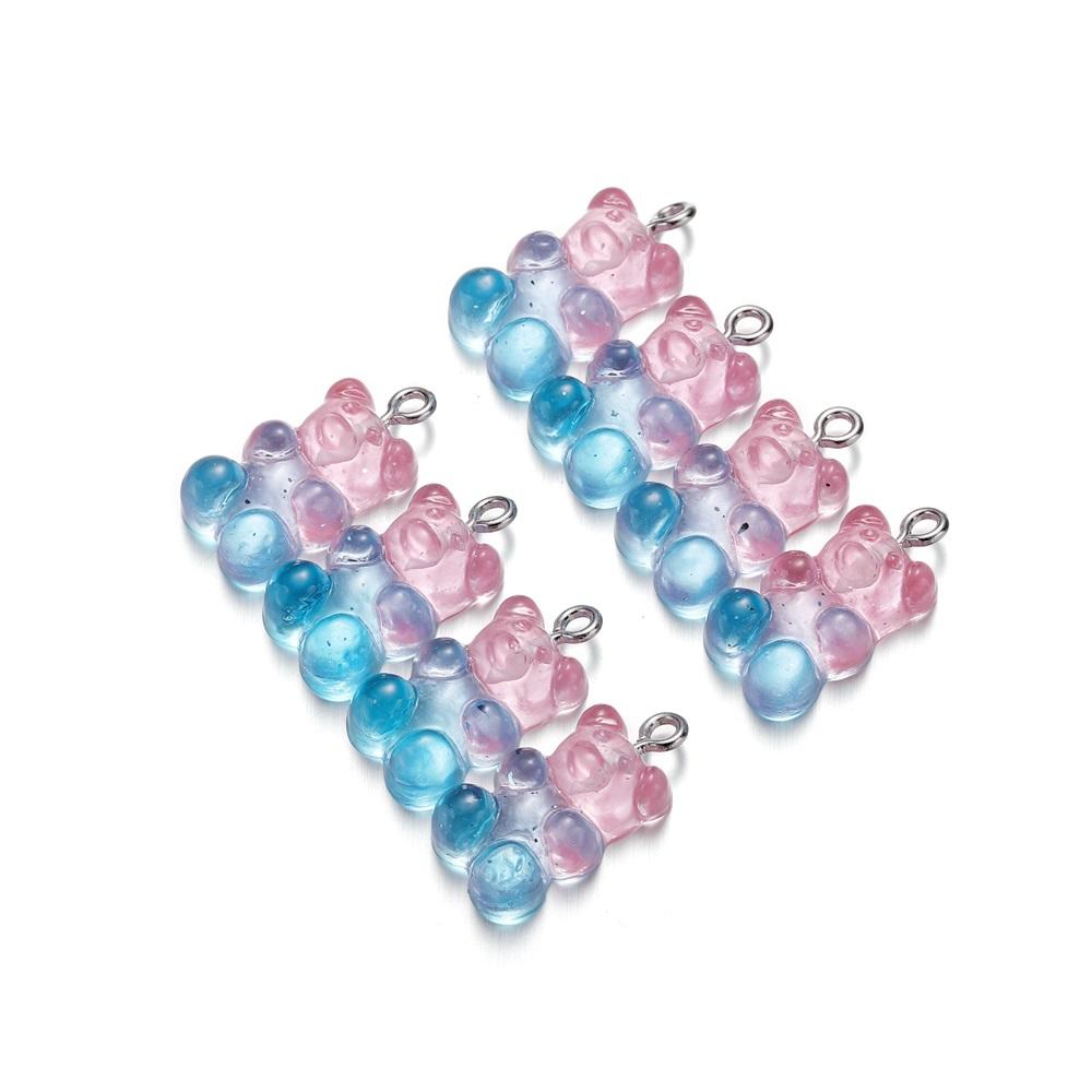 10pcs Colorful Transparent Resin Gummy Bear Charms Pendant Cute Animal Pendant For DIY Necklace Bracelet Jewelry Keychain Making