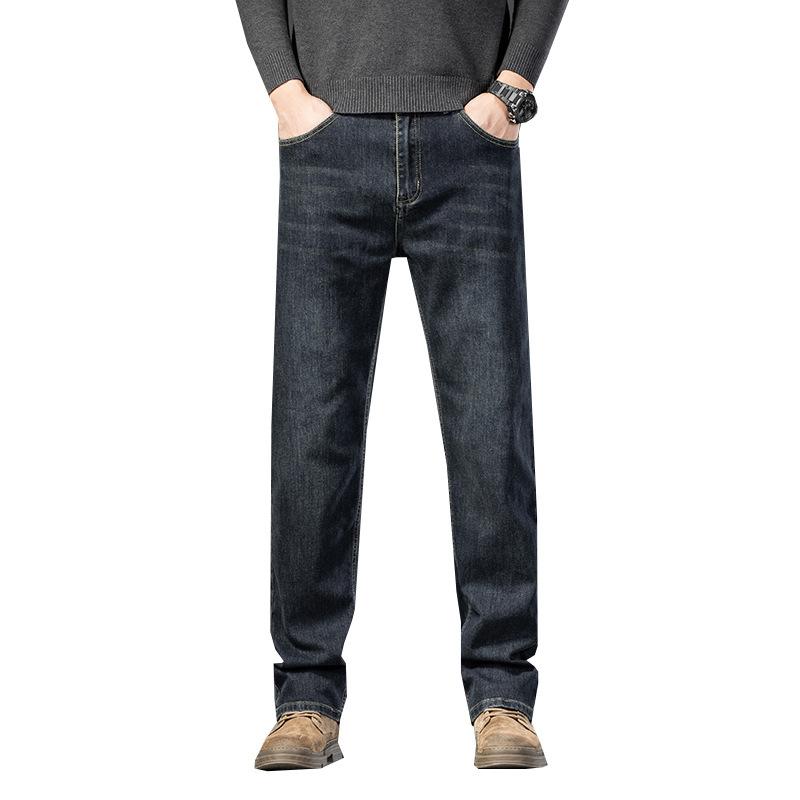 Retro Men's Jeans, New Autumn And Winter Loose Straight Wide-leg Elastic Trendy Trousers, Versatile And Casual