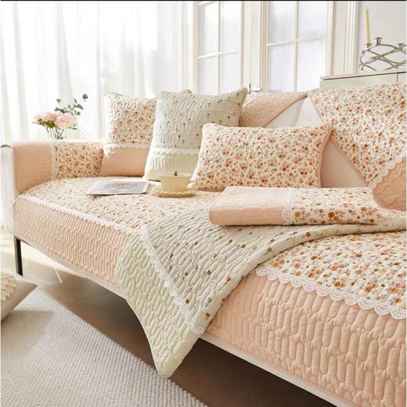 Small Fresh Fabric Pure Cotton Sofa Cushion Pastoral Style Sofa Cover Four Seasons Universal Sofa Cover Cloth Autumn and Winter