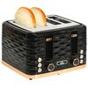 4-Slice Toaster, Wave Design, Multiple Functions, Crumb Tray, Black