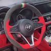 For Alfa Romeo Giulia Stelvio 2015-2018 Auto Parts hand-stitched non-slip Suede Blue line blue label Car Steering Wheel CoverDA4 