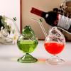 Glas-Wasserbecher mit Strohhalm im Froschdesign Lustige Wein-Kaffee-Tasse für Eistee Fruchtsaft Klar Barzubehör Trinkgeschirr