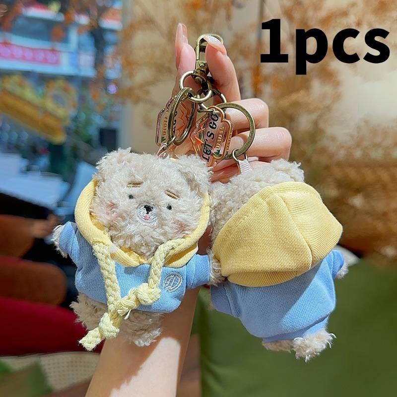 Wear Clothes Hat Bear Series Keychain With Pvc And Alloy Material For Gift Kids