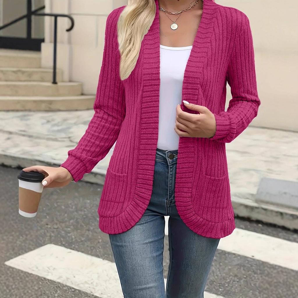 Solid Color Long-sleeved Versatile Women's Cardigan Jacket Casual Top
