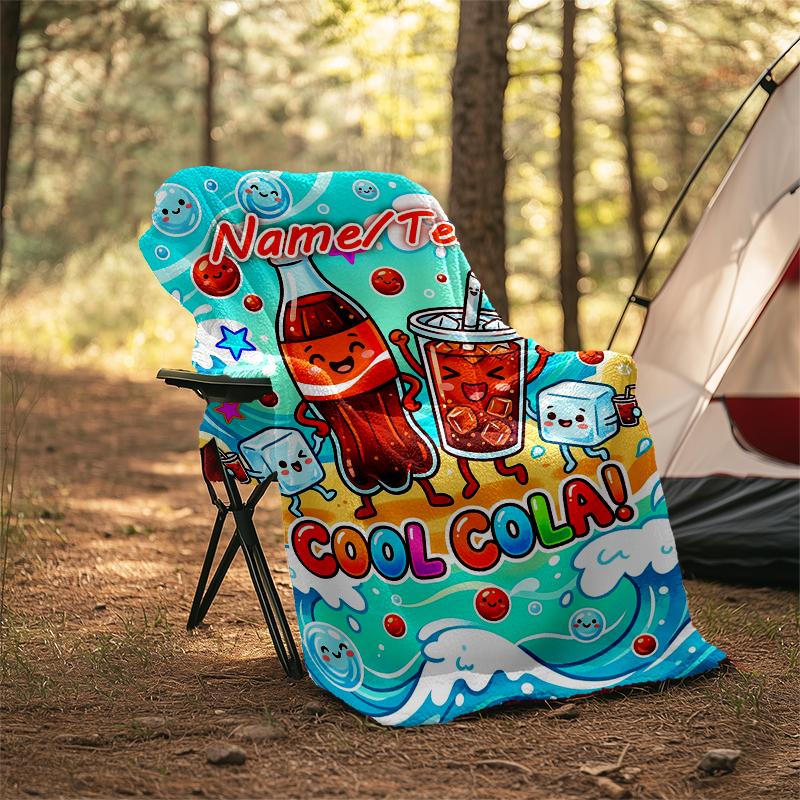 1PC Custom Name Cool Cola Adventure Outdooor Flannel Blankets Throw Blanket All-Season Throw Gift Bedspread for Couch, Bed, Camping Holiday Birthda