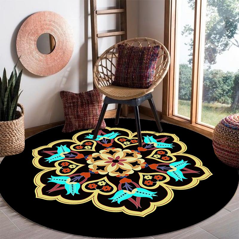 Round Carpet Living Room Coffee Table Sofa Hanging Basket Rocking Chair Home Carpet Floor Mat