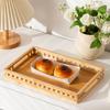 Bamboo Serving Tray with Handle Breakfast Tray Retro Food Tray  for Food Drinks Storage