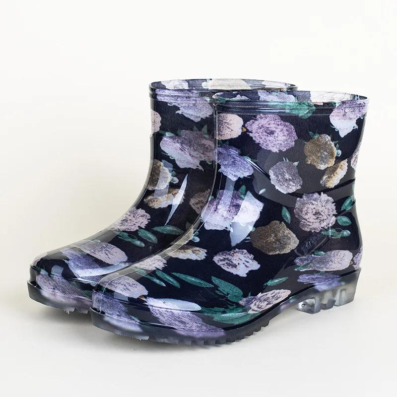 

Модные женские дождевые туфли в черный горошек, водонепроницаемые и нескользящие, резиновые рабочие туфли для кухни, ПВХ короткие сапоги, летняя обувь 39