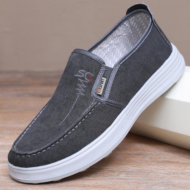 

Старые пекинские тканевые туфли мужские туфли весна 2025 новые ленивые однопедальные парусиновые туфли мужские низкие повседневные туфли для пап 39 серый