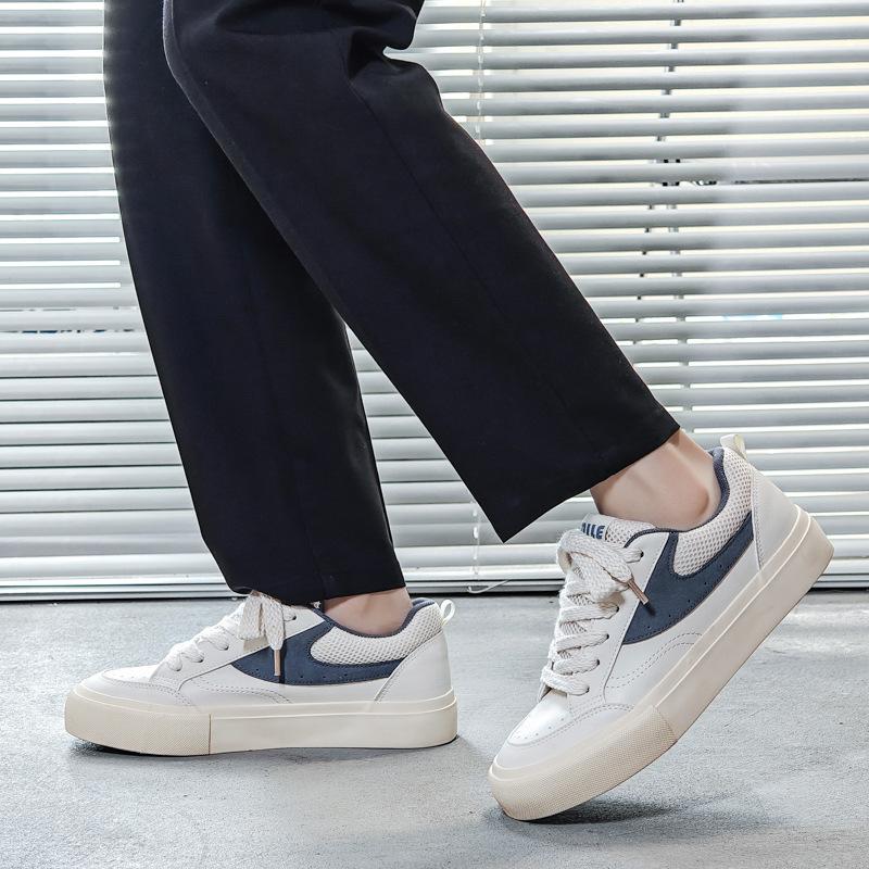 Trend Hong Kong style low-top leather casual board shoes men's new non-slip and wear-resistant sports trendy shoes comfortable soft-soled white shoes