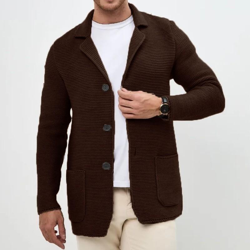 Herre Utendørs Casual Løstsittende Ensfarget Cardigan Herre Revers Strikket Dressjakke