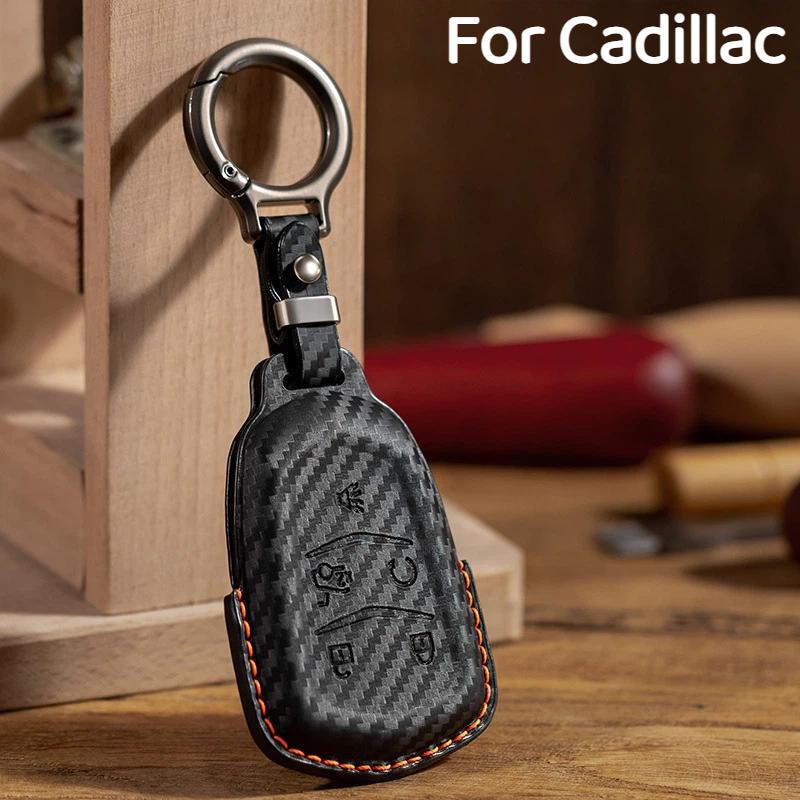 For Cadillac Xt5 Carbon Fiber Xt4 Xt6 Xts Ct4 Ct5 Ct6 Atsl Srt Shell Gt4 Car Key Cover