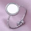 DIY Cabochons Jewelry Ring 1Pcs Adjustable Open Stainless Steel Heart Sun Leaf Motif for Anniversary Gift for Her