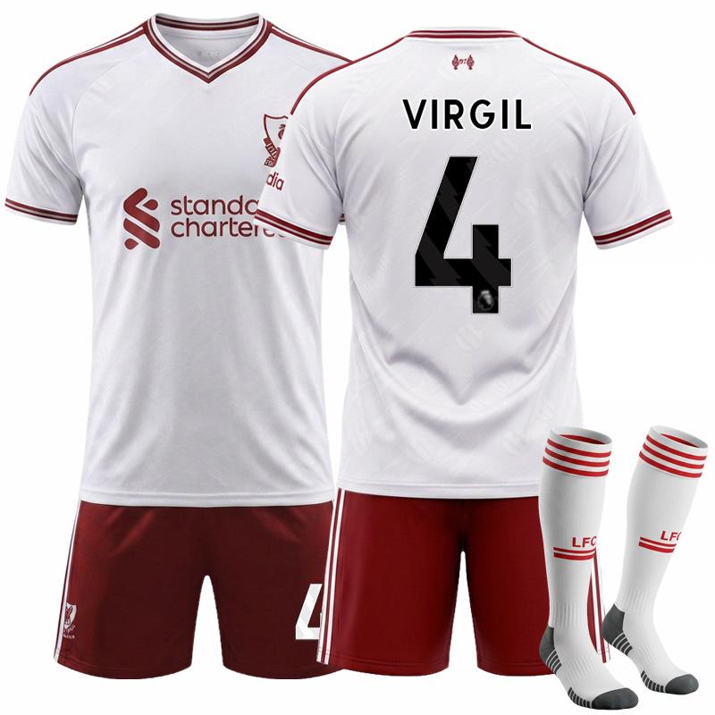 2627 Camiseta del Ejército Rojo Club Nº. 11 Uniforme de Equipo Salah para Niños Liverpool Visitante Blanco Traje de Uniforme de Fútbol