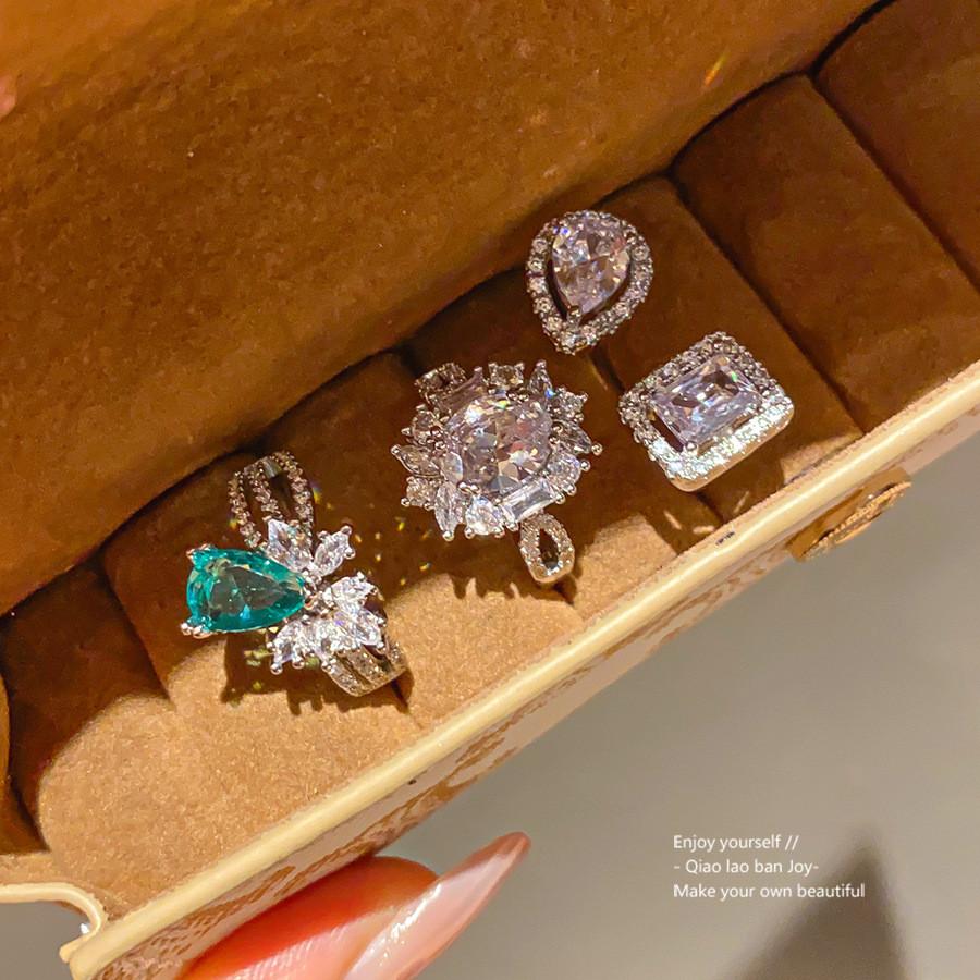 Geometric Zircon Oval Ring For Women Elegant Fashion Jewelry Gift