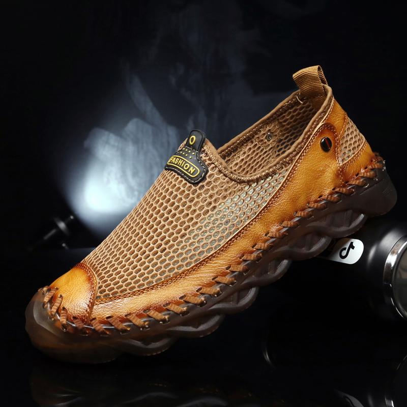 Men Mesh Sneakers Breathable Lightweight Upper Cushioned Non Slip Sole For Walking Travel Daily Summer Sport Comfortable Wear