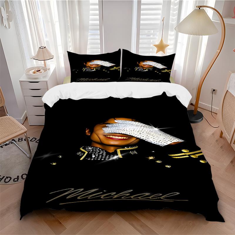 Michael Jackson'S Sparkle Print 3Pcs Bedding Setduvet Cover With 2 Bedropillowcase Home Birthday Gift