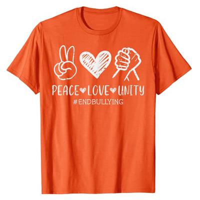 Peace Love Unity Orange Anti Bullying Unity Day Kids TShirt Sayings Quote Graphic Tee Tops Cotton Aesthetic Clothes Gift Idea