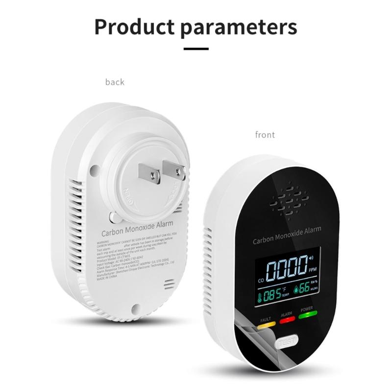 High Sensitivity Carbon Monoxide Alarm Integrated Temperature Moisture Sensors And 85dB Alerts System for Home Office